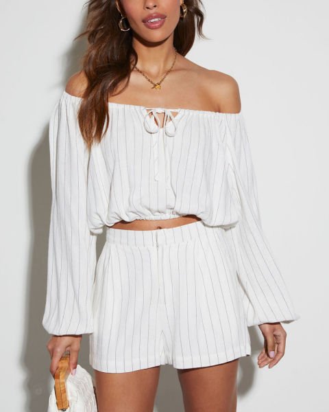 WHITE-GREY-STRIPED BLOUSE