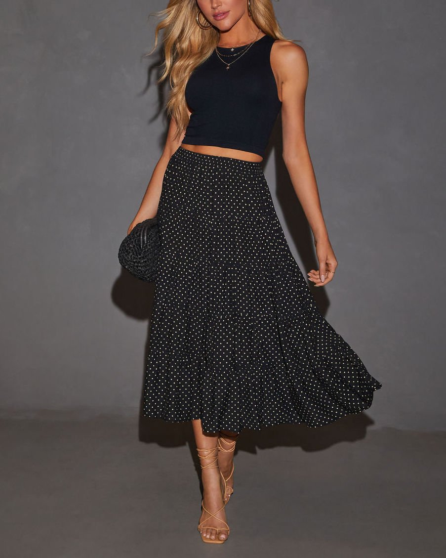 BLACK-ECRU-POLKADOT SKIRT