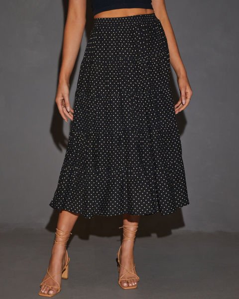 BLACK-ECRU-POLKADOT SKIRT
