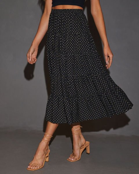 BLACK-ECRU-POLKADOT SKIRT