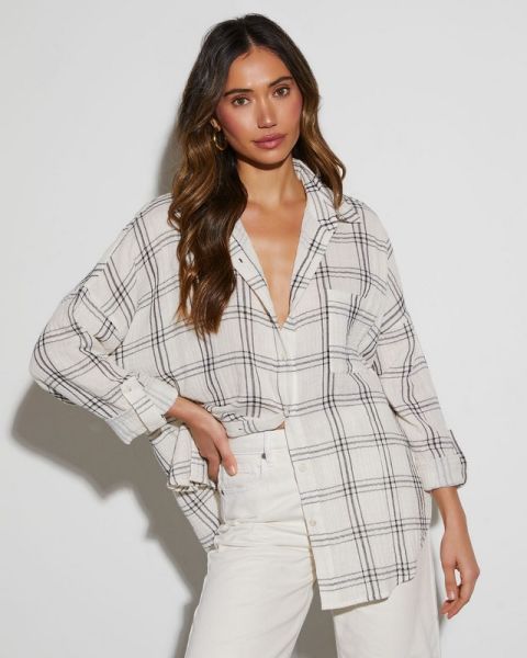 ECRU-BLACK-PLAID SHIRT