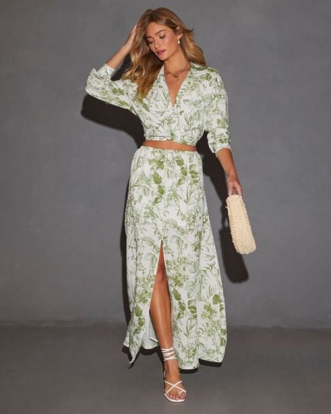 ECRU-GREEN-FLORAL BLOUSE