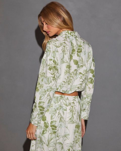 ECRU-GREEN-FLORAL BLOUSE