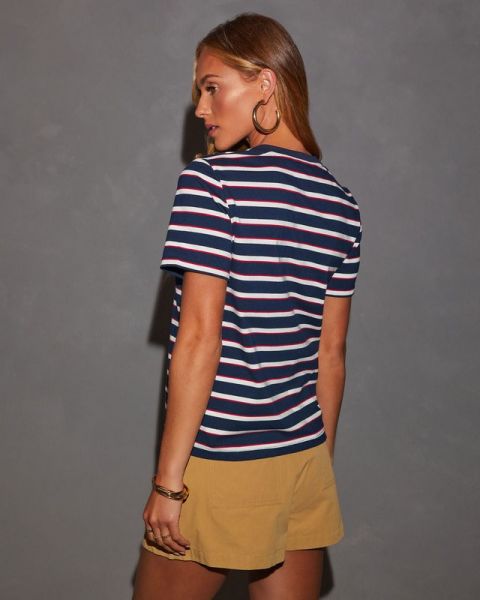 NAVY-ECRU-STRIPED T-SHIRT