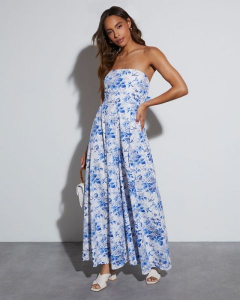 ECRU-BLUE-FLORAL JUMPSUIT