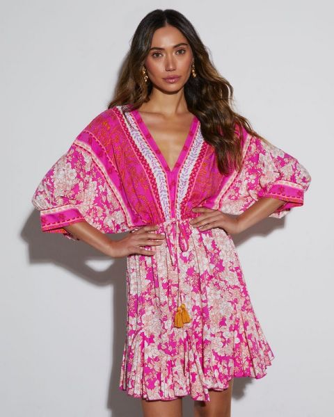 FUCHSIA-FLORAL DRESS