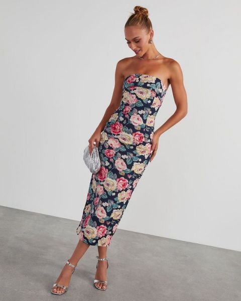 PINK-ECRU-FLORAL DRESS