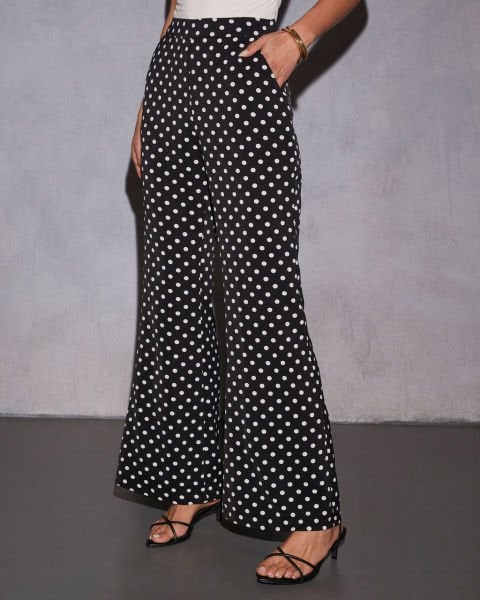 BLACK-ECRU-POLKA-DOT SHIRT-PANTS-SET
