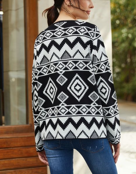 BLACK-ECRU CARDIGAN