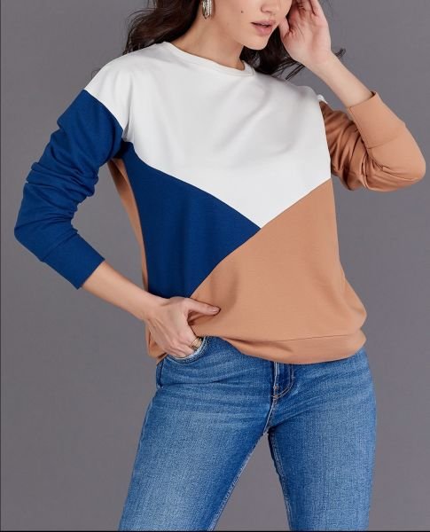 ECRU-CAMEL SWEATSHIRT