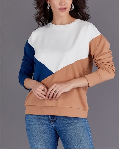 ECRU-CAMEL SWEATSHIRT