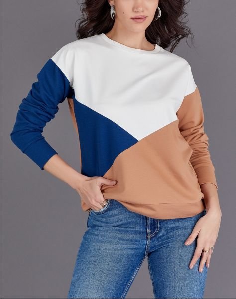 ECRU-CAMEL SWEATSHIRT