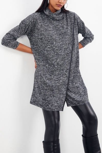 GREY-MELANGE PONCHO