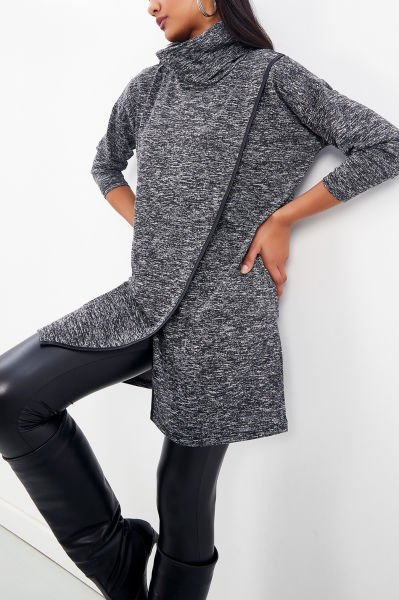 GREY-MELANGE PONCHO