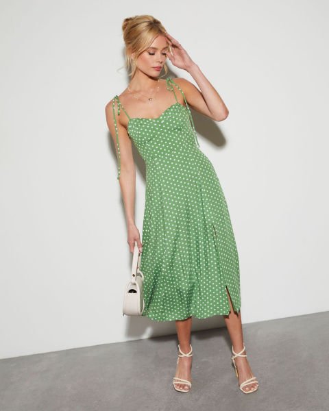 GREEN-POLKA-DOT DRESS