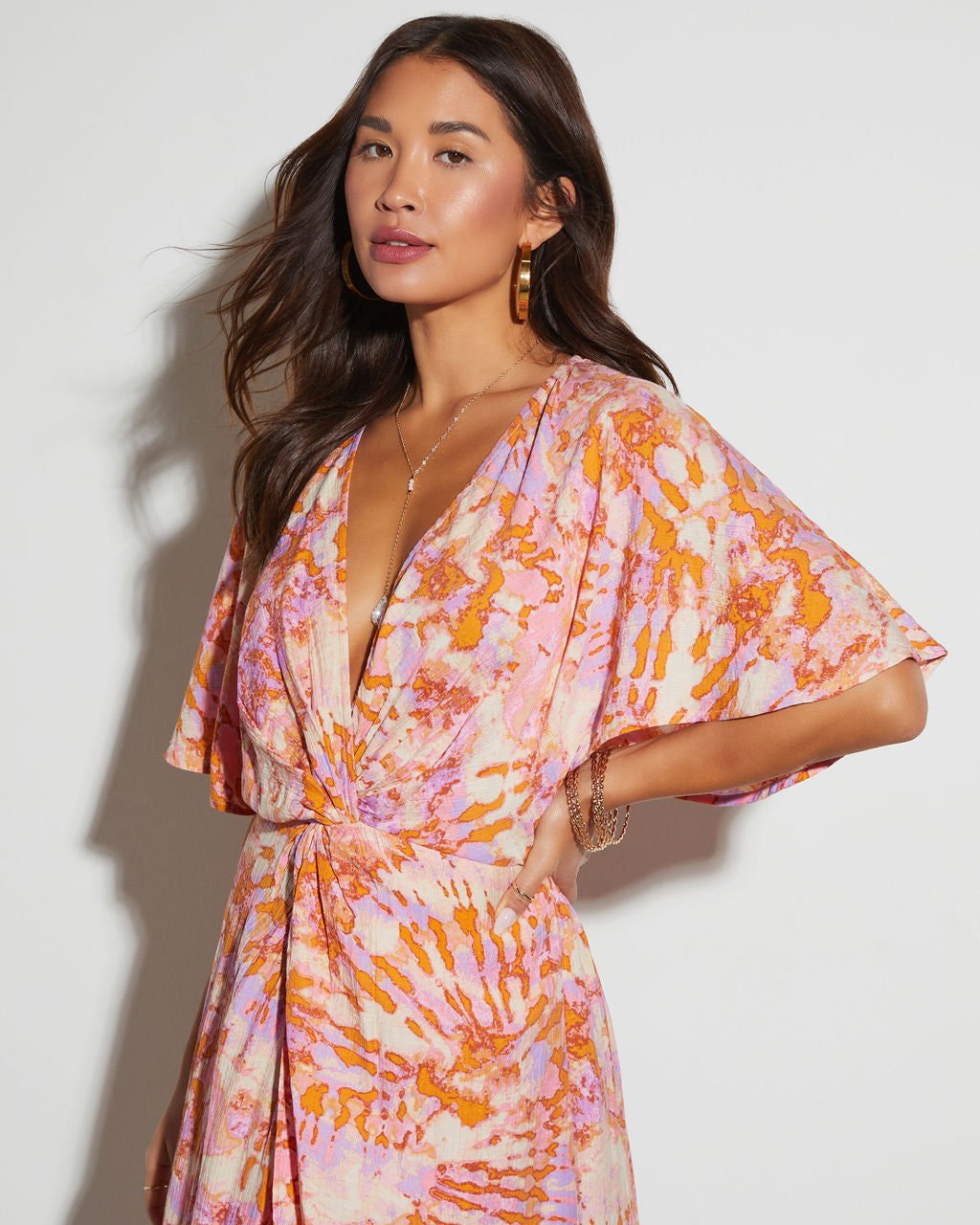 ORANGE-LILAC-BATIK DRESS