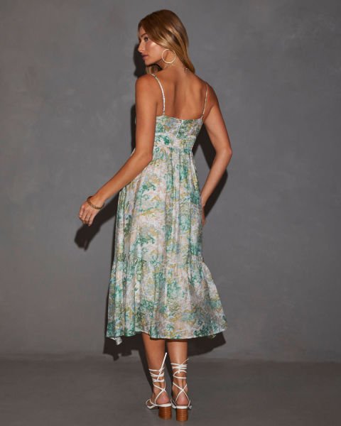 ECRU-GREEN-FLORAL DRESS