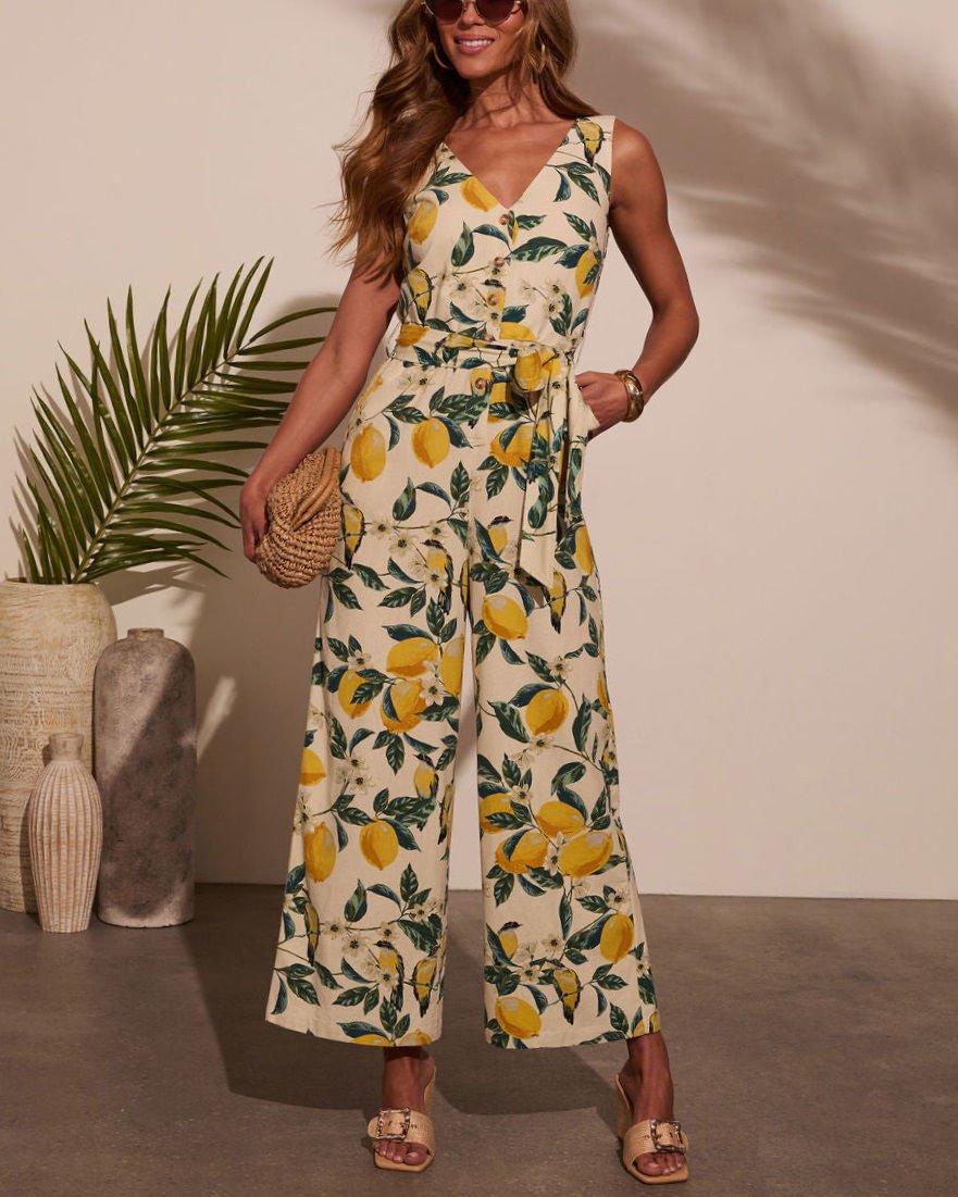 LEMON-GREEN-PRINTED  JUMPSUIT