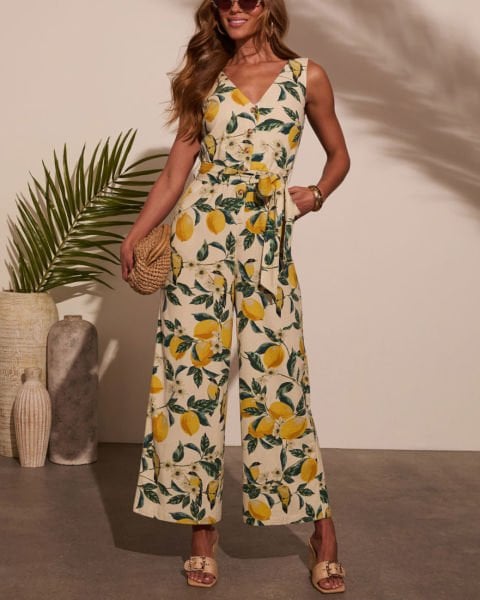 LEMON-GREEN-PRINTED  JUMPSUIT