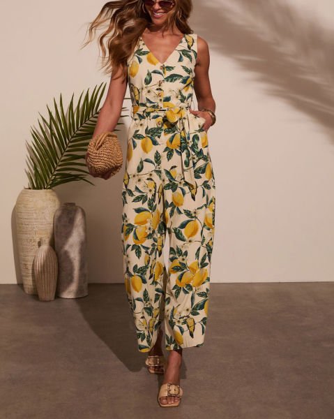 LEMON-GREEN-PRINTED  JUMPSUIT