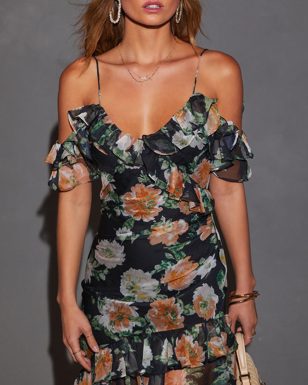BLACK-TILE-FLORAL DRESS