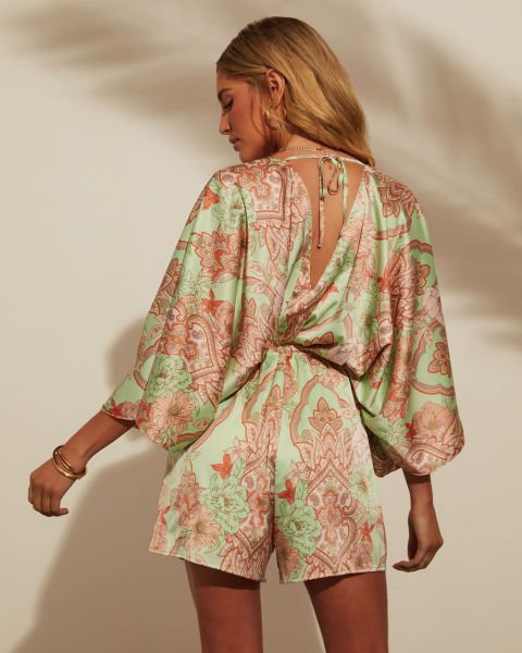 MINT-BEIGE-PRINTED DRESS