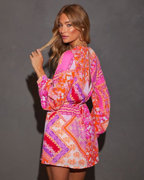 PINK-PRINTED DRESS