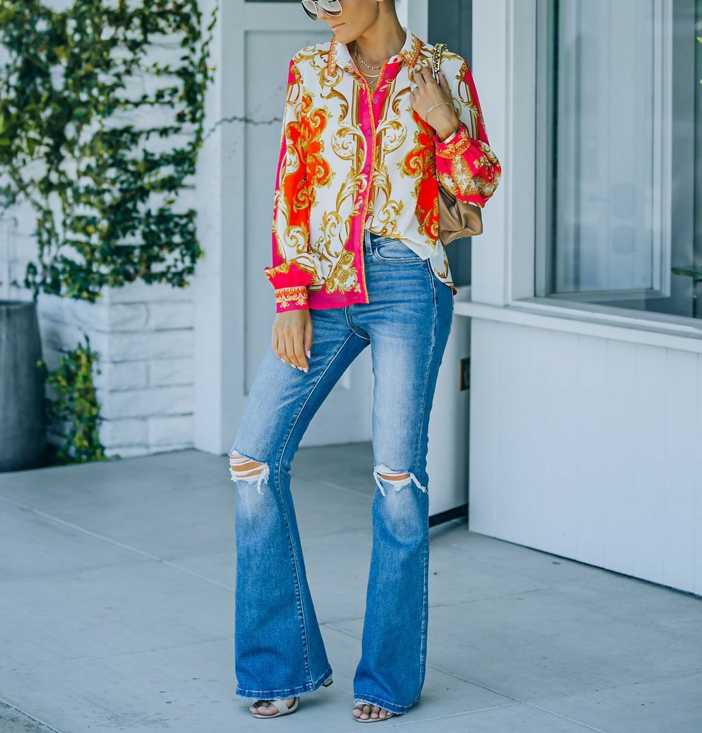 ECRU-ORANGE-PATTERN SHIRT