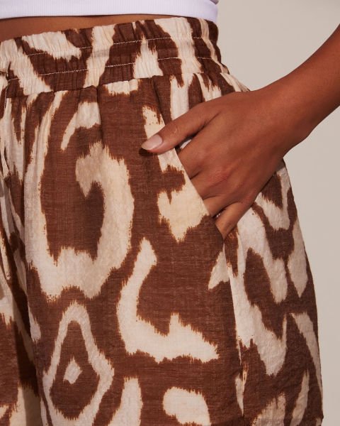 BROWN-ECRU-PRINTED  SHORTS