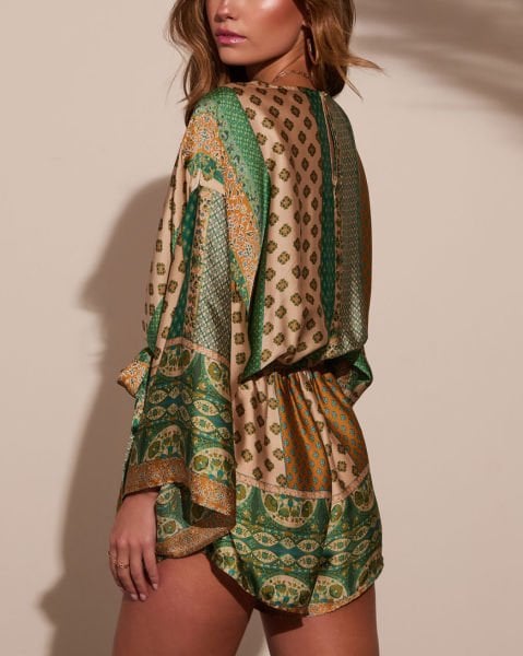 GREEN-BEIGE-PRINTED  JUMPSUIT