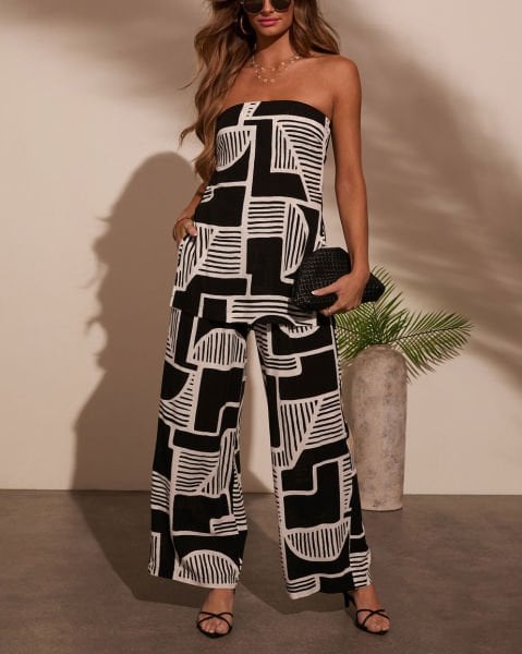 BLACK-WHITE-PRINTED  PANTS