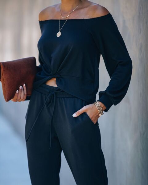 BLACK BLOUSE-PANTS-SET