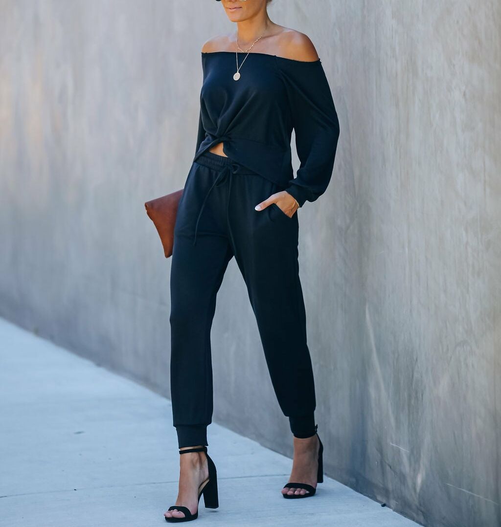 BLACK BLOUSE-PANTS-SET