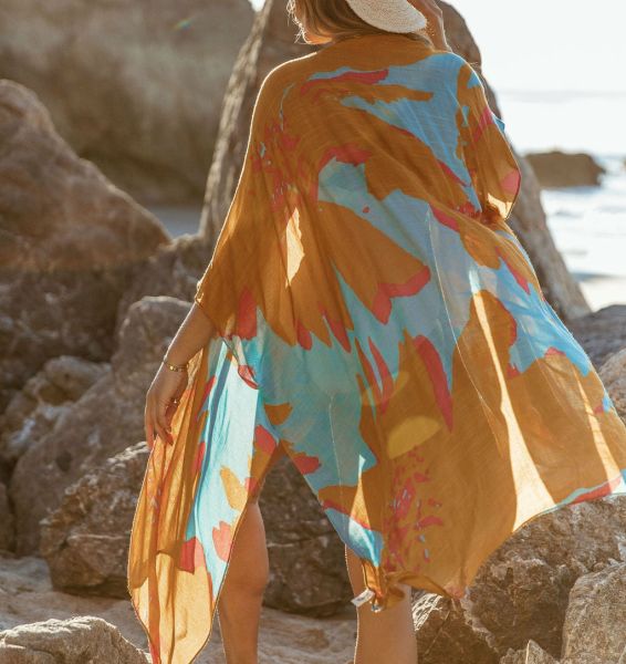 CINNAMON-MINT-PRINTED  KIMONO