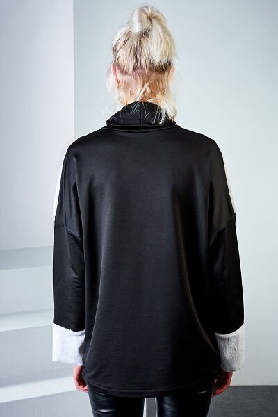 BLACK-ECRU SWEATSHIRT