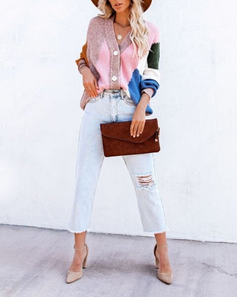 PINK-ROSE-BLUE CARDIGAN