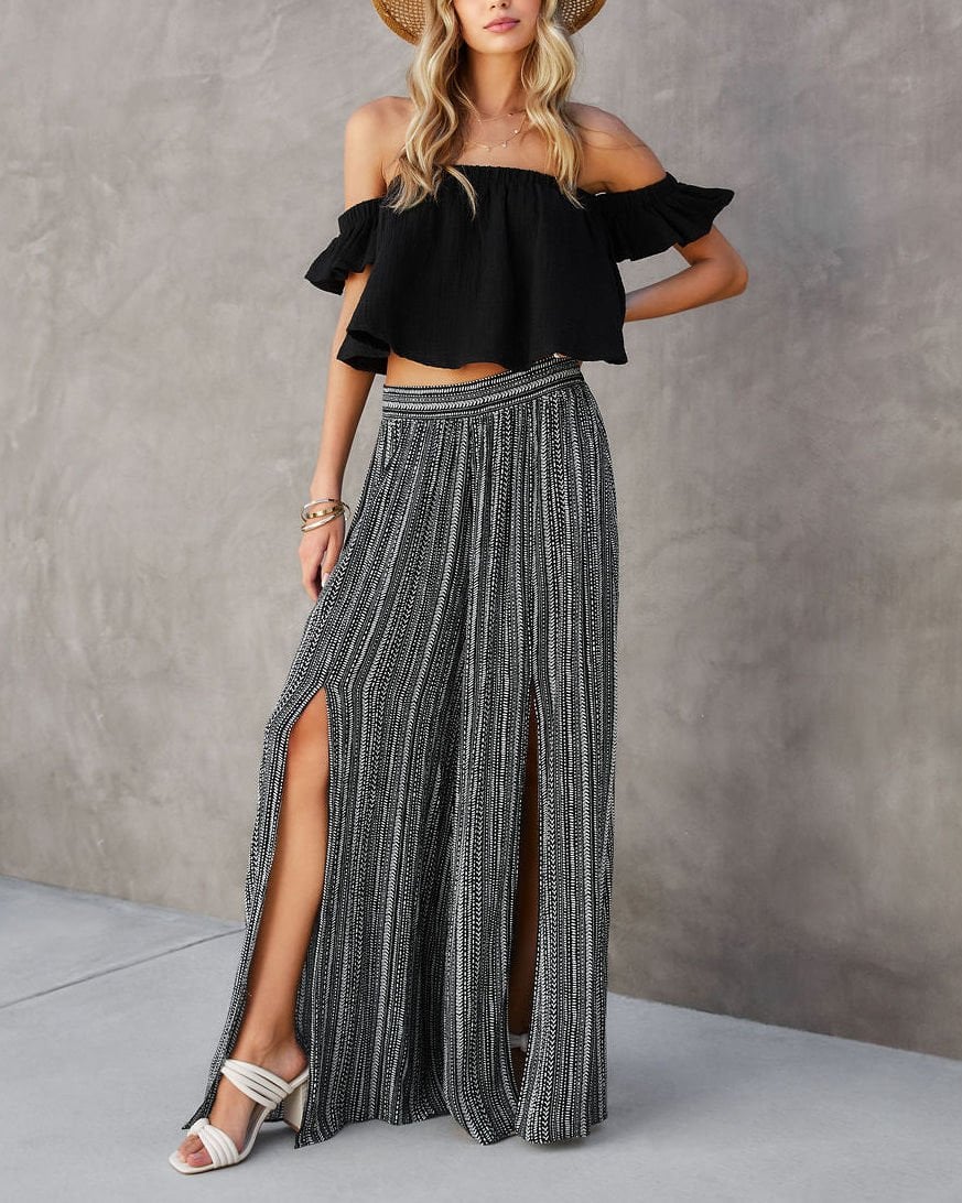 BLACK-ECRU-PRINTED  PANTS