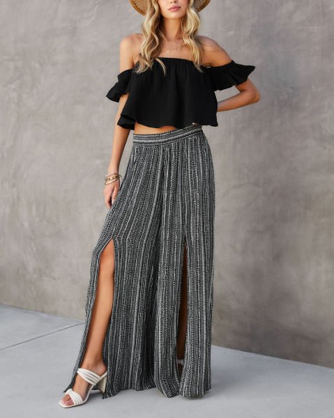 BLACK-ECRU-PRINTED  PANTS