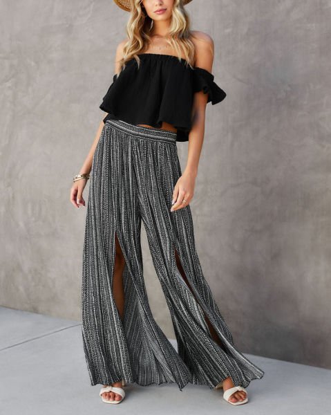 BLACK-ECRU-PRINTED  PANTS