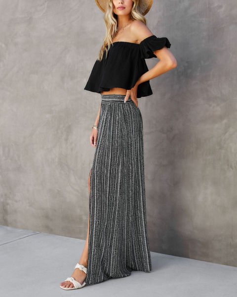 BLACK-ECRU-PRINTED  PANTS