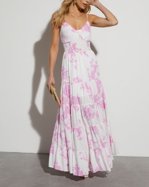 ECRU-PINK-FLORAL DRESS