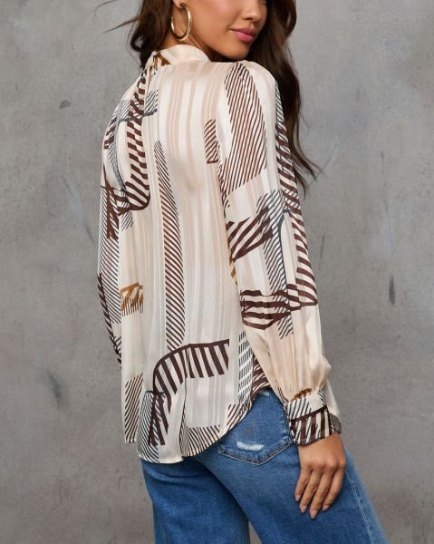 BEIGE-BROWN-PRINTED BLOUSE