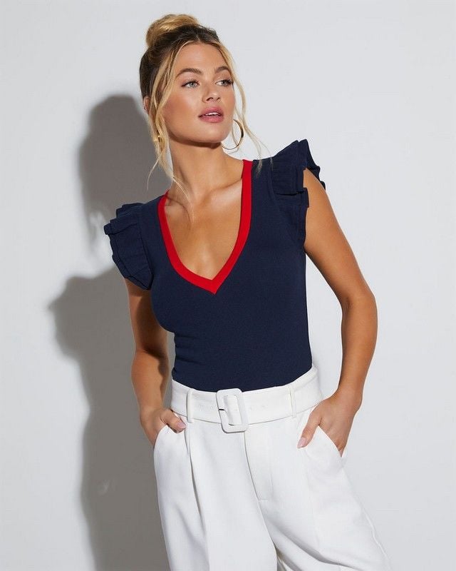 NAVY-RED BLOUSE