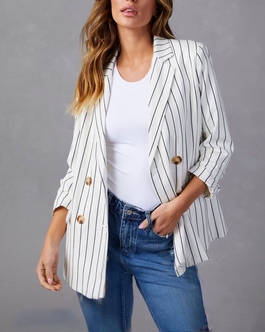 WHITE-GREY BLAZER JACKET