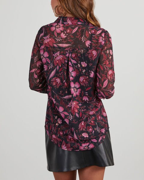 BURGUNDY-FLORAL SHIRT