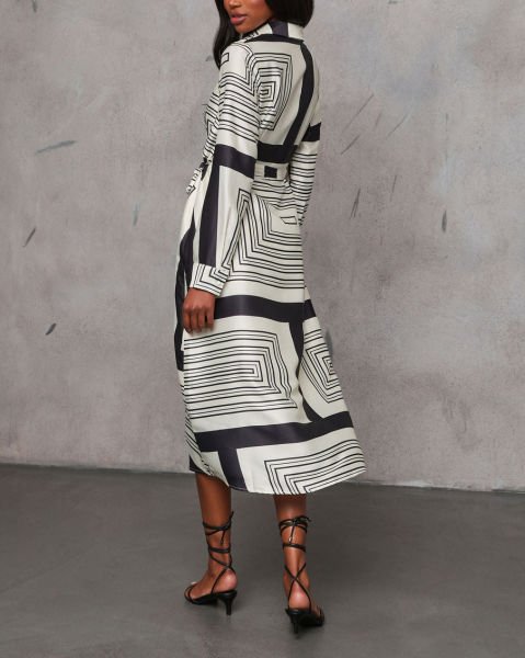 ECRU-BLACK-PRINTED DRESS