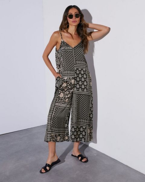 BLACK-PRINTED JUMPSUIT