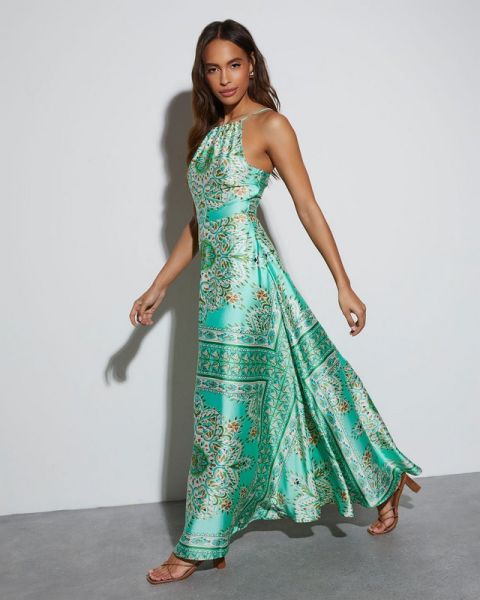 MINT-ECRU-PRINTED DRESS
