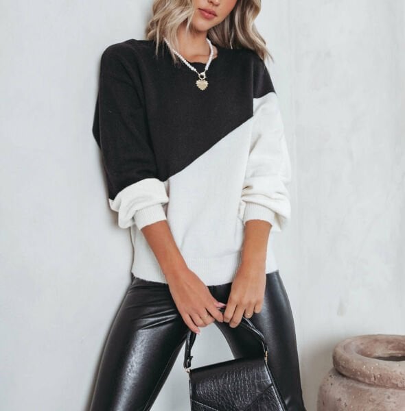 BLACK-ECRU SWEATSHIRT