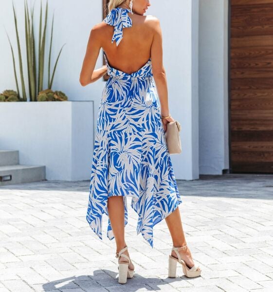 BLUE-FLORAL DRESS M - BLUE-FLORAL